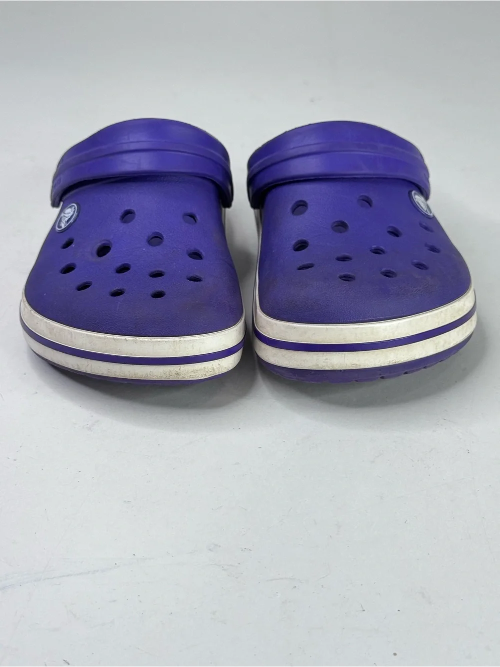 CROCS Kids Purple Clogs with White Stripe Midsole